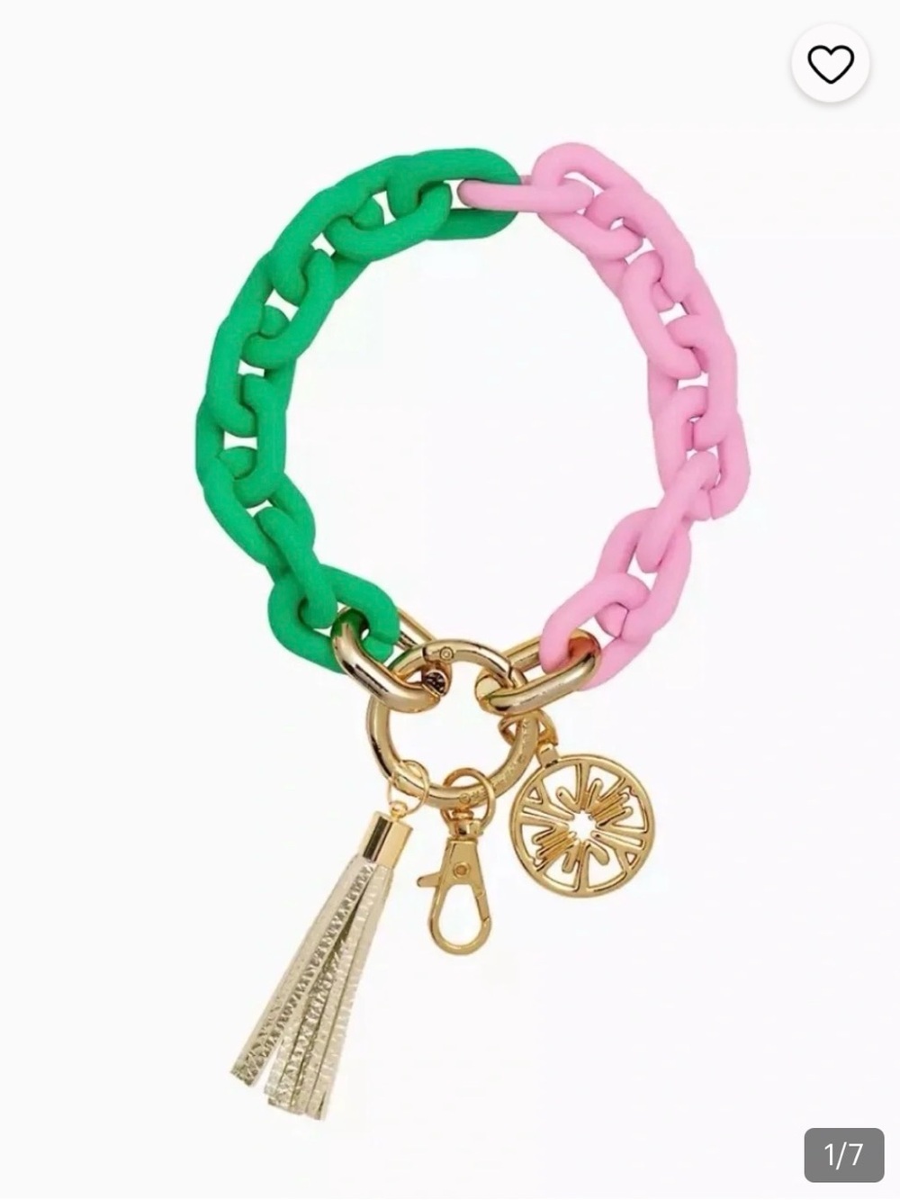 New Lilly Pulitzer Pink and Green Charm Link Keychain